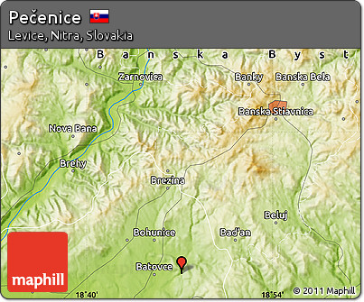 Physical Map of Pečenice
