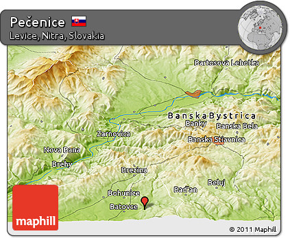 Physical Panoramic Map of Pečenice
