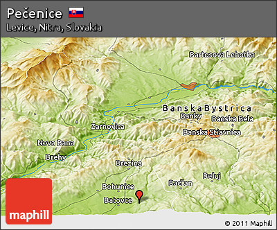 Physical Panoramic Map of Pečenice