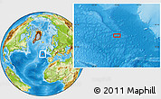 Physical Location Map of the area around 48° 30' 27" N, 18° 37' 30" W