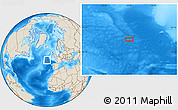 Shaded Relief Location Map of the area around 48° 30' 27" N, 18° 37' 30" W