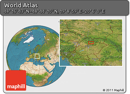 Satellite Location Map of the Area around 48° 30' 27" N, 19° 37' 30" E