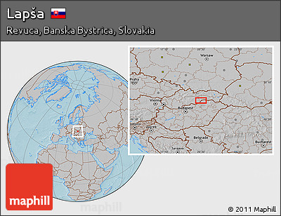 Gray Location Map of Lapša, hill shading