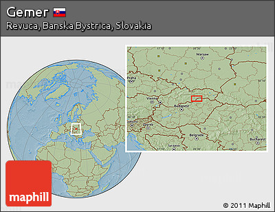 Savanna Style Location Map of Gemer, hill shading