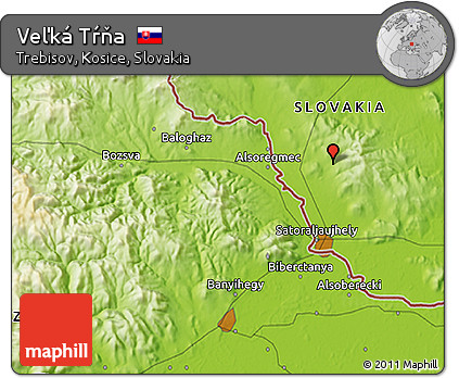 Physical 3D Map of Veľká Tŕňa