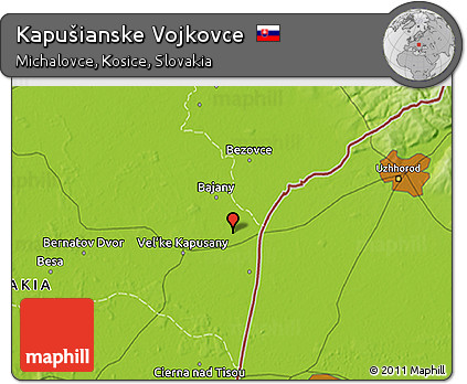 Physical 3D Map of Kapušianske Vojkovce