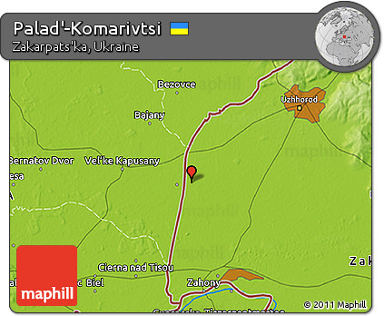 Physical 3D Map of Palad'-Komarivtsi