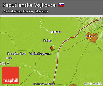 Physical 3D Map of Kapušianske Vojkovce