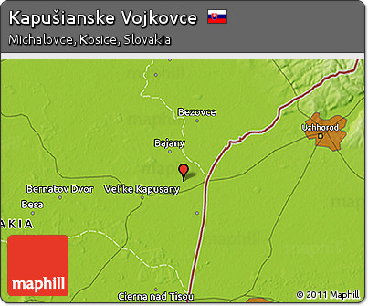 Physical 3D Map of Kapušianske Vojkovce