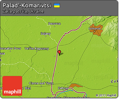 Physical 3D Map of Palad'-Komarivtsi