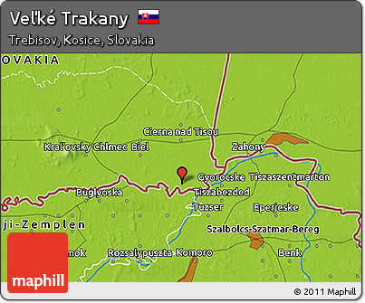 Physical 3D Map of Veľké Trakany