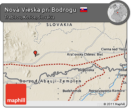 Shaded Relief 3D Map of Nová Vieska Pri Bodrogu