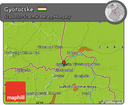 Physical Map of Győröcske