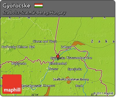 Physical Map of Győröcske