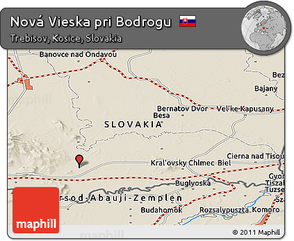 Shaded Relief Panoramic Map of Nová Vieska Pri Bodrogu