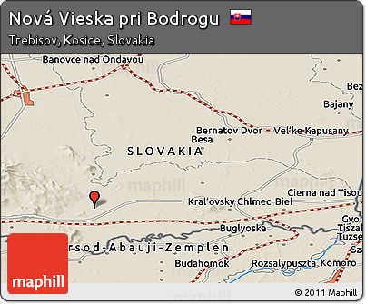 Shaded Relief Panoramic Map of Nová Vieska Pri Bodrogu