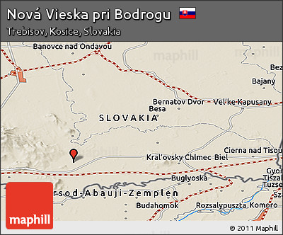 Shaded Relief Panoramic Map of Nová Vieska Pri Bodrogu