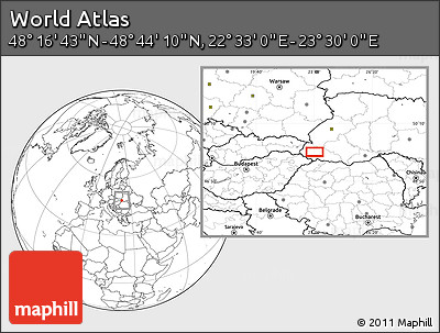 Blank Location Map of the Area around 48° 30' 27" N, 23° 1' 29" E