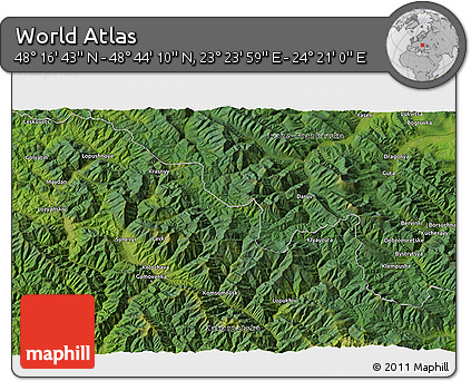 Satellite 3D Map of the Area around 48° 30' 27" N, 23° 52' 30" E