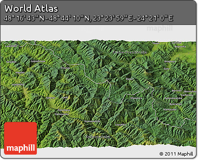 Satellite 3D Map of the Area around 48° 30' 27" N, 23° 52' 30" E