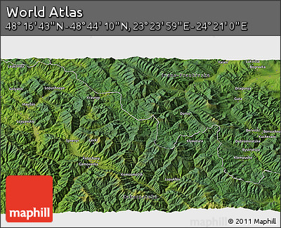 Satellite 3D Map of the Area around 48° 30' 27" N, 23° 52' 30" E