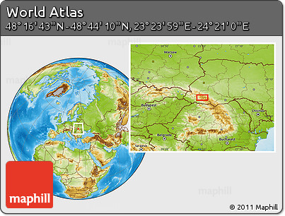 Physical Location Map of the Area around 48° 30' 27" N, 23° 52' 30" E