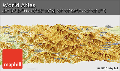 Physical Panoramic Map of the Area around 48° 30' 27" N, 23° 52' 30" E