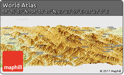 Physical Panoramic Map of the Area around 48° 30' 27" N, 23° 52' 30" E