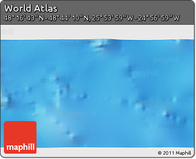 Physical 3D Map of the Area around 48° 30' 27" N, 25° 25' 29" W
