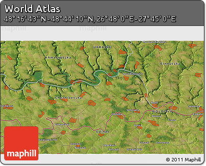 Satellite 3D Map of the Area around 48° 30' 27" N, 27° 16' 29" E