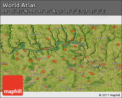 Satellite 3D Map of the Area around 48° 30' 27" N, 27° 16' 29" E