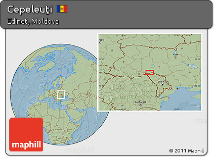 Savanna Style Location Map of Cepeleuţi, hill shading