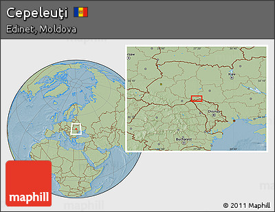 Savanna Style Location Map of Cepeleuţi, hill shading