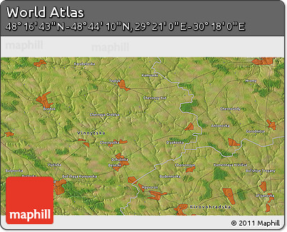 Satellite 3D Map of the Area around 48° 30' 27" N, 29° 49' 30" E