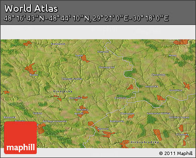 Satellite 3D Map of the Area around 48° 30' 27" N, 29° 49' 30" E