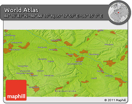 Physical 3D Map of the Area around 48° 30' 27" N, 35° 46' 29" E