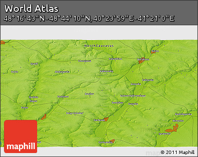 Physical 3D Map of the Area around 48° 30' 27" N, 40° 52' 30" E