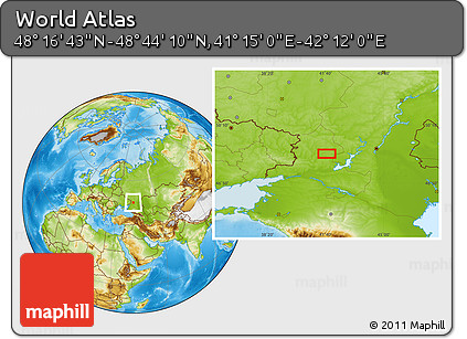 Physical Location Map of the Area around 48° 30' 27" N, 41° 43' 30" E