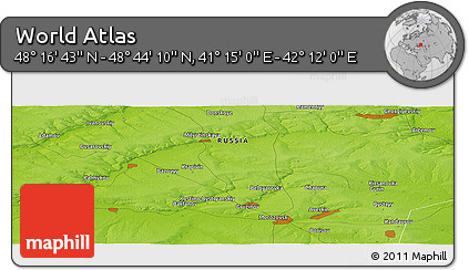 Physical Panoramic Map of the Area around 48° 30' 27" N, 41° 43' 30" E