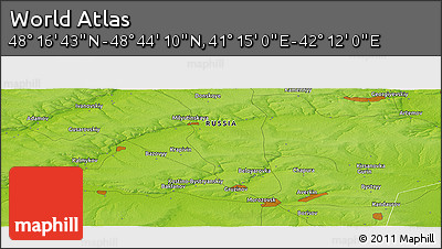 Physical Panoramic Map of the Area around 48° 30' 27" N, 41° 43' 30" E