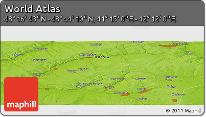 Physical Panoramic Map of the Area around 48° 30' 27" N, 41° 43' 30" E