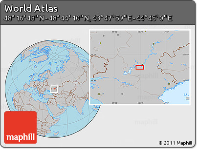 Gray Location Map of the Area around 48° 30' 27" N, 44° 16' 29" E