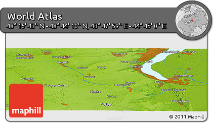 Physical Panoramic Map of the Area around 48° 30' 27" N, 44° 16' 29" E