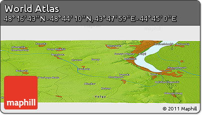 Physical Panoramic Map of the Area around 48° 30' 27" N, 44° 16' 29" E