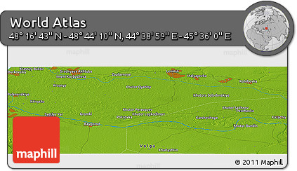 Physical Panoramic Map of the Area around 48° 30' 27" N, 45° 7' 30" E