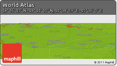 Physical Panoramic Map of the Area around 48° 30' 27" N, 45° 7' 30" E