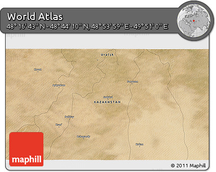 Satellite 3D Map of the Area around 48° 30' 27" N, 49° 22' 30" E