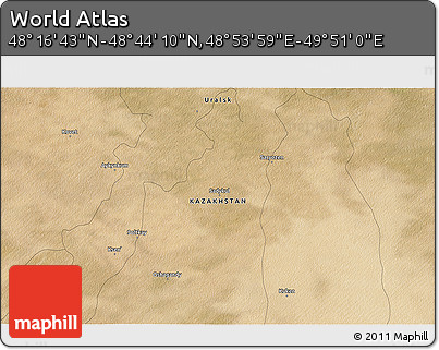 Satellite 3D Map of the Area around 48° 30' 27" N, 49° 22' 30" E