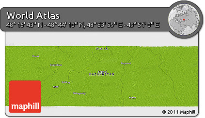 Physical Panoramic Map of the Area around 48° 30' 27" N, 49° 22' 30" E