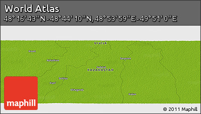 Physical Panoramic Map of the Area around 48° 30' 27" N, 49° 22' 30" E